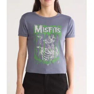 Misfits Blue Ribbed Baby Tee M